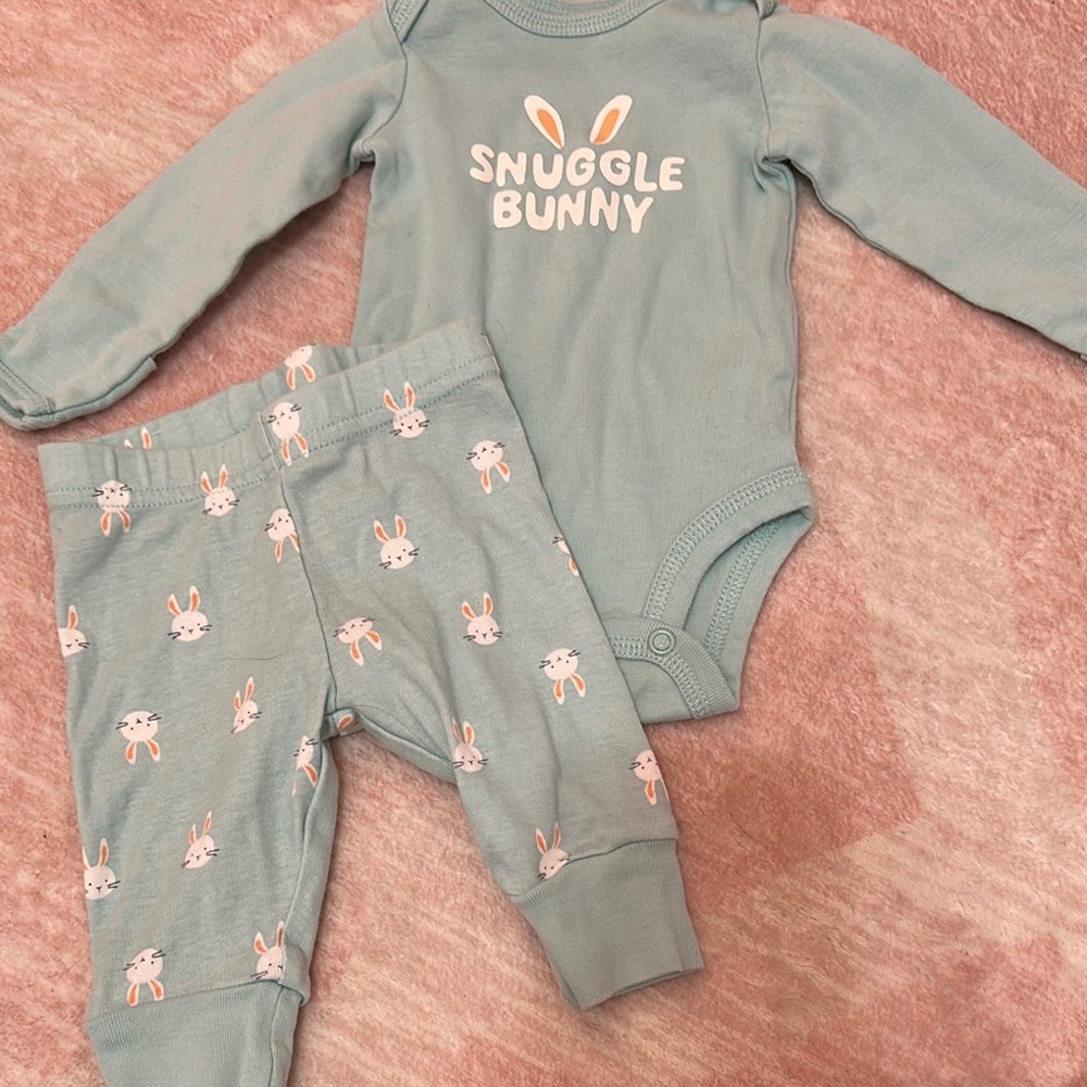 Carter's Snuggle Bunny Set - Light Blue and White